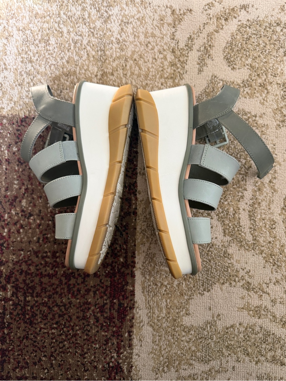 SOREL Chunky Platform Strappy Sandals in Light Green. New in box.